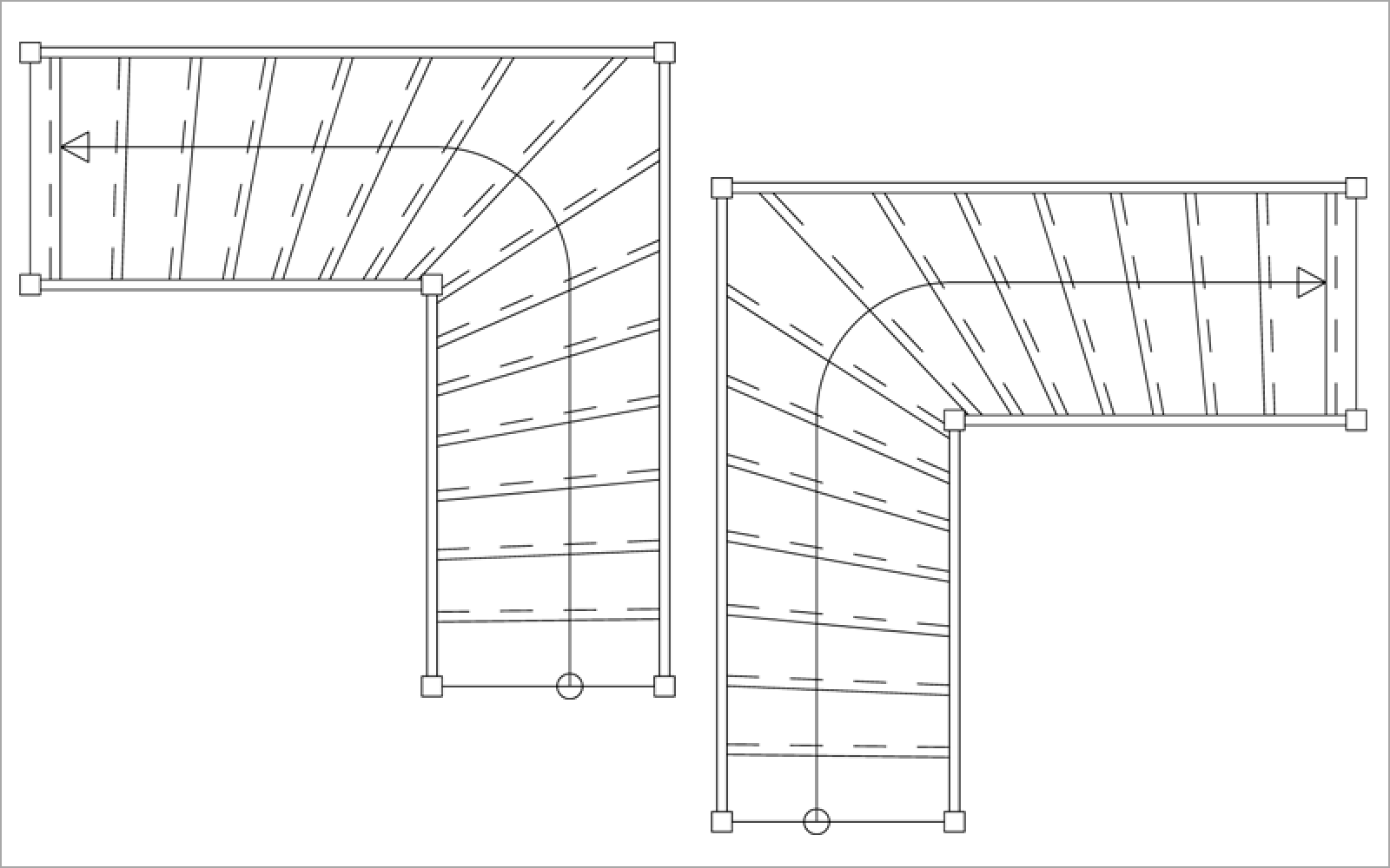 1 × 1/4-Turn Staircase:
